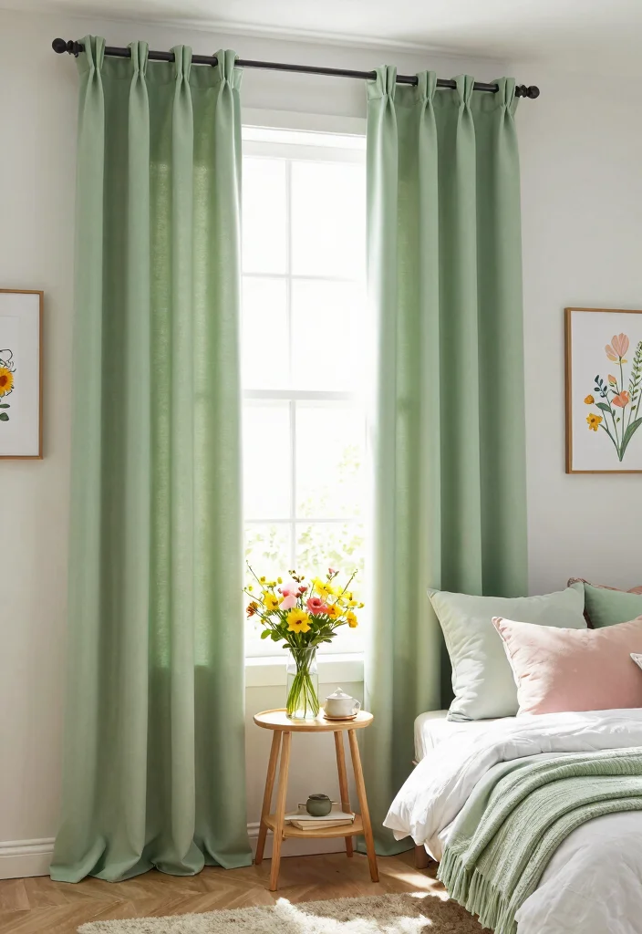 16 Sage Green Curtains Bedroom Ideas: Calm Elegant Touch - 15. Seasonal Decor Changes 1