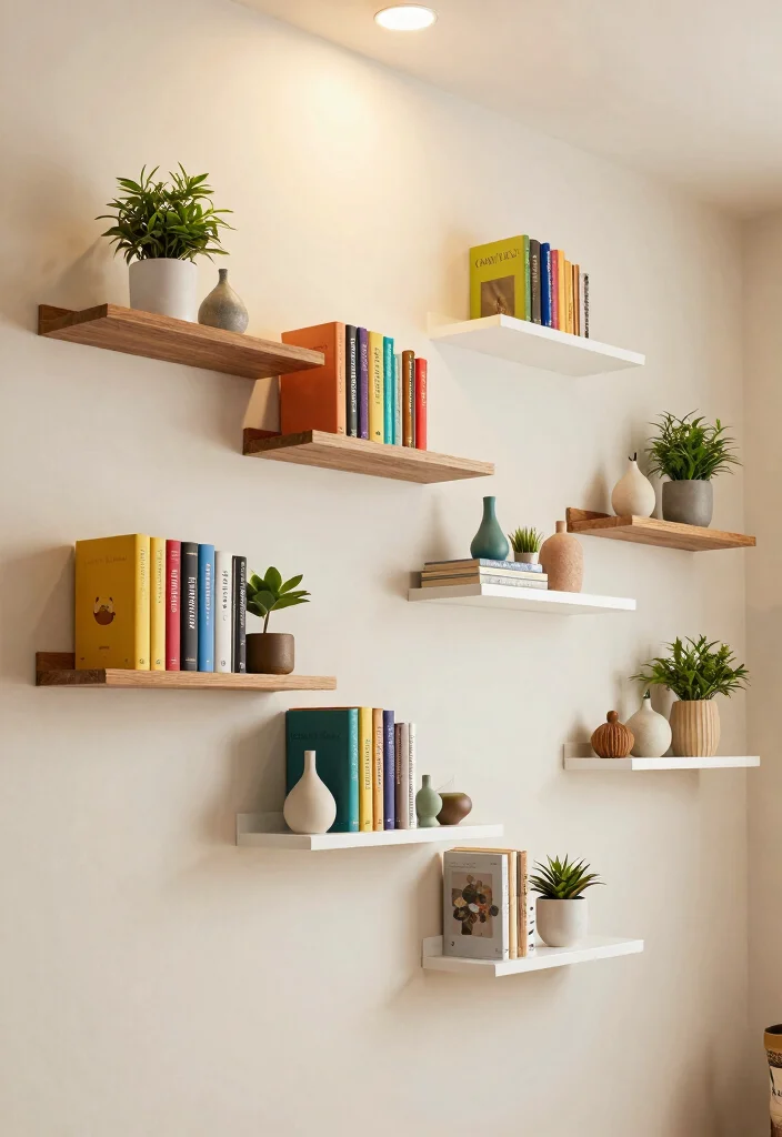 16 Slanted Wall Living Room Ideas: Smart Design Solutions - 1. Creative Shelving Solutions 1