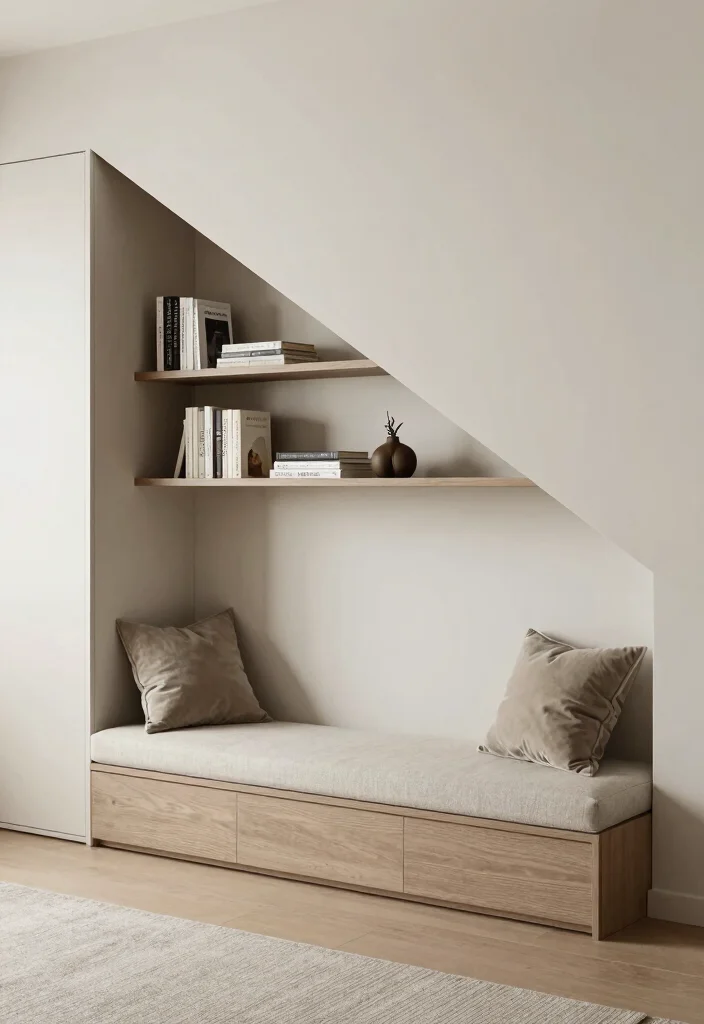 16 Slanted Wall Living Room Ideas: Smart Design Solutions - 4. Built-in Furniture 1