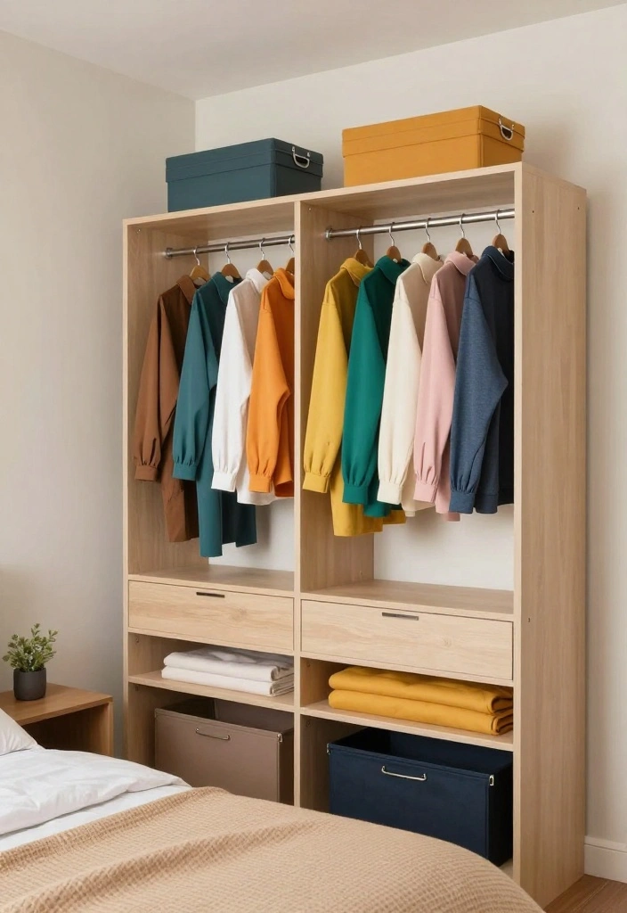 16 Small Bedroom With Wardrobe Interior Design Ideas - 10. Color Coordination: A Harmonious Wardrobe Aesthetic 1