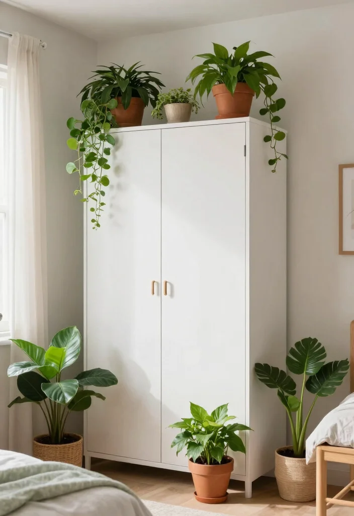 16 Small Bedroom With Wardrobe Interior Design Ideas - 16. Embrace Nature: Incorporating Plants into Your Space 1
