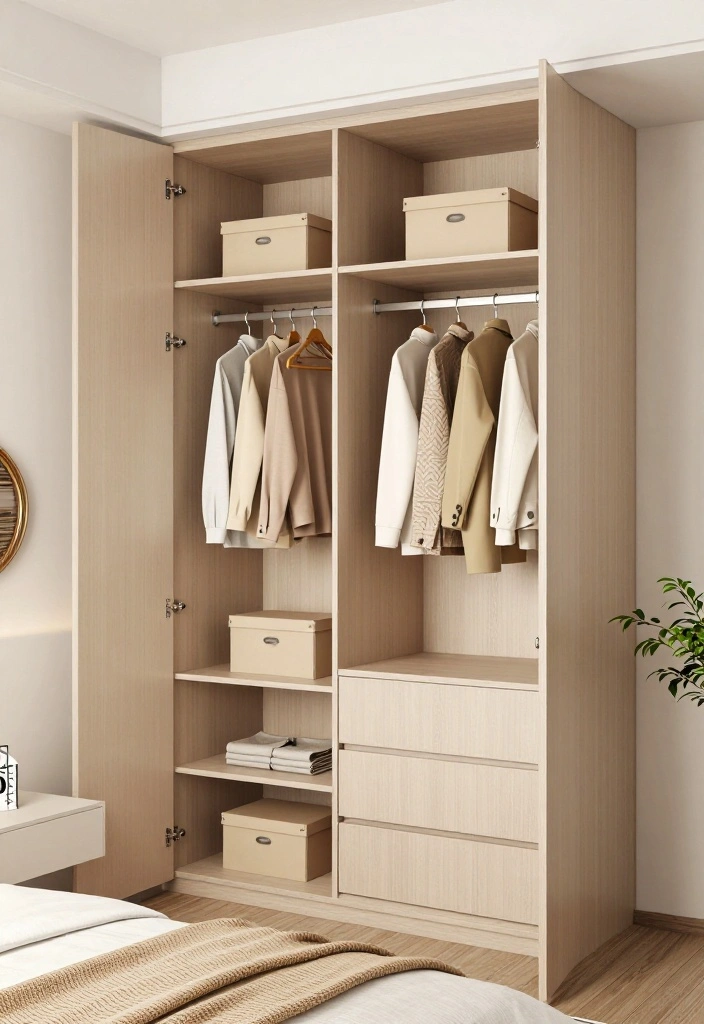 16 Small Bedroom With Wardrobe Interior Design Ideas - 3. Open Wardrobe Designs: Stylish and Functional 1
