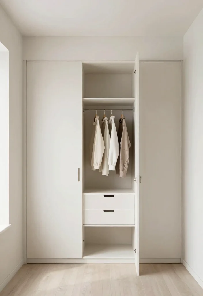 16 Small Bedroom With Wardrobe Interior Design Ideas - 7. Minimalist Wardrobe Design: Clean and Clutter-Free 1