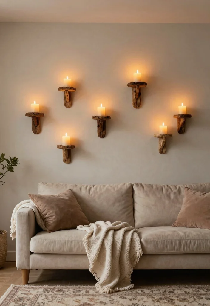 16 Wall Sconces Living Room Ideas for Soft Ambient Lighting - 10. Rustic Wall Candle Sconces 1