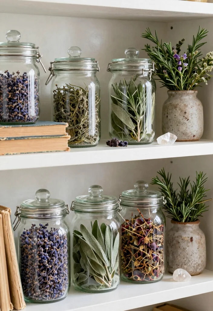 16 Witchy Living Room Decor Ideas: Dark Mystical Charm - 6. Herbal Infusions in Decor 1