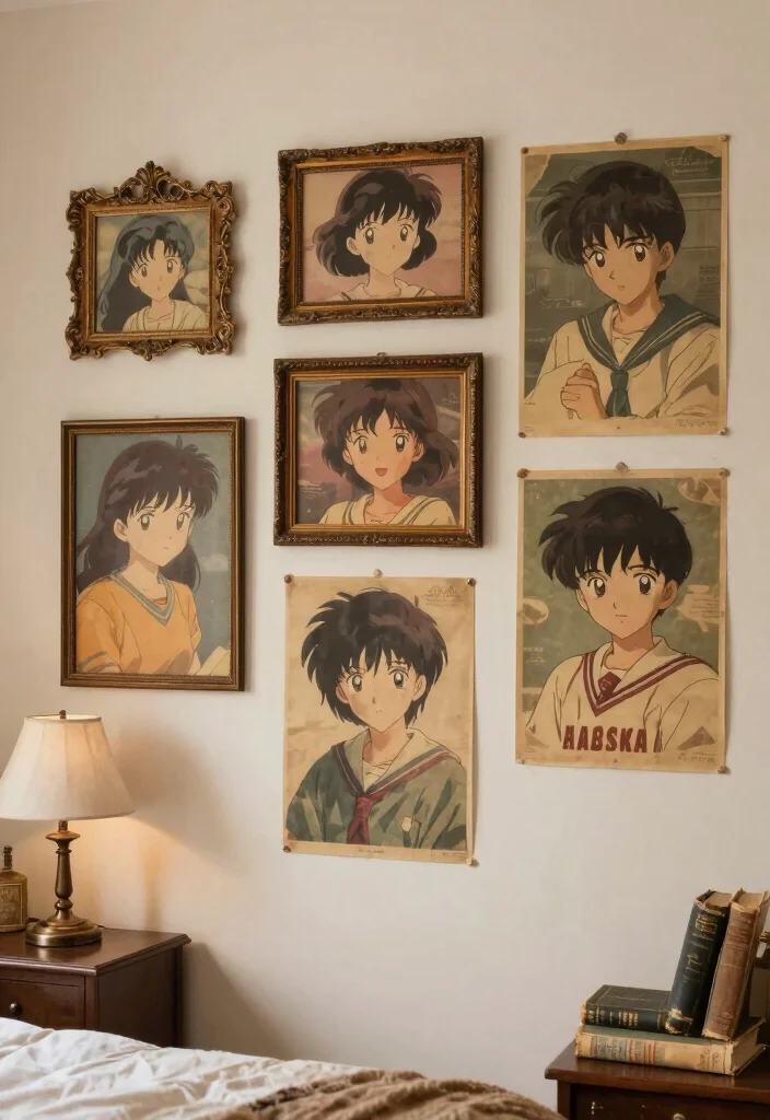 17 Anime Poster Wall Bedroom Ideas to Express Your Personal Style - 15. Vintage Aesthetic 1