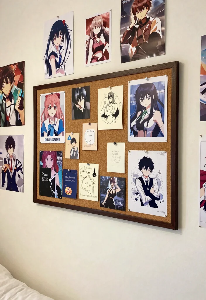 17 Anime Poster Wall Bedroom Ideas to Express Your Personal Style - 16. Interactive Cork Board 1
