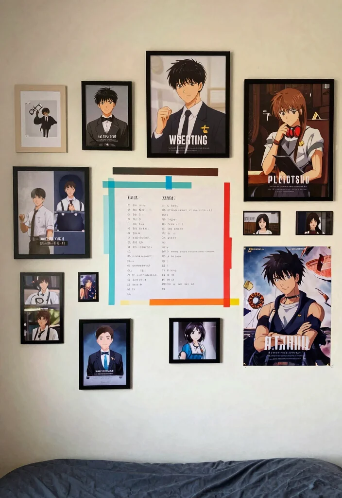 17 Anime Poster Wall Bedroom Ideas to Express Your Personal Style - 17. Personal Growth Wall 1