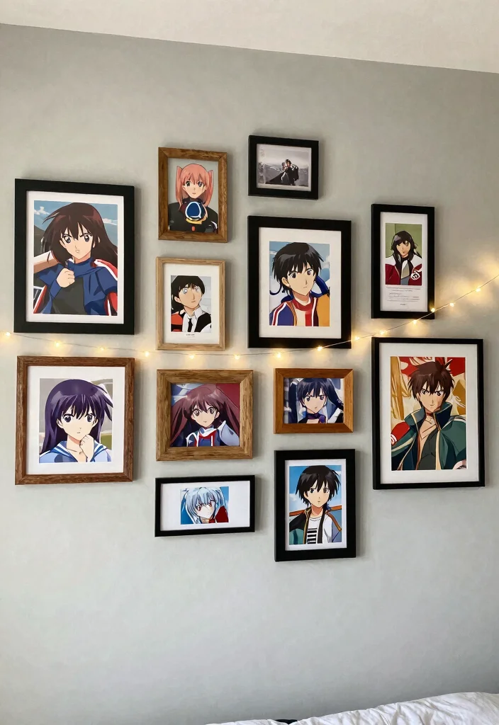17 Anime Poster Wall Bedroom Ideas to Express Your Personal Style - 2. Framed Art Gallery 1