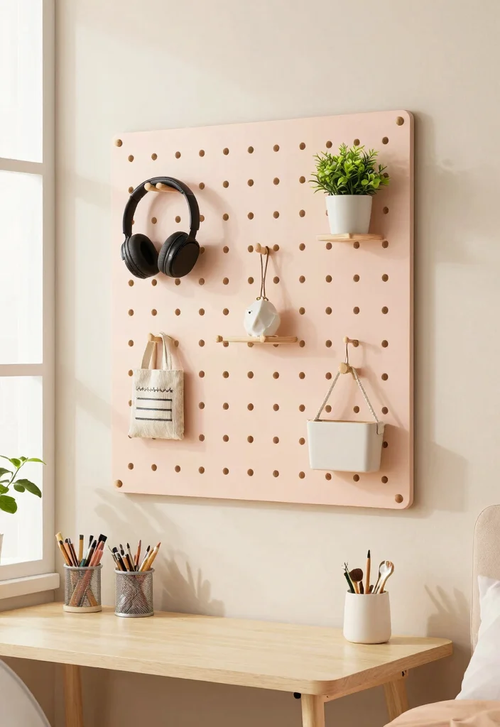 17 Bedroom Ideas for Students: Smart Budget Friendly Style - 2. DIY Pegboard Wall 1