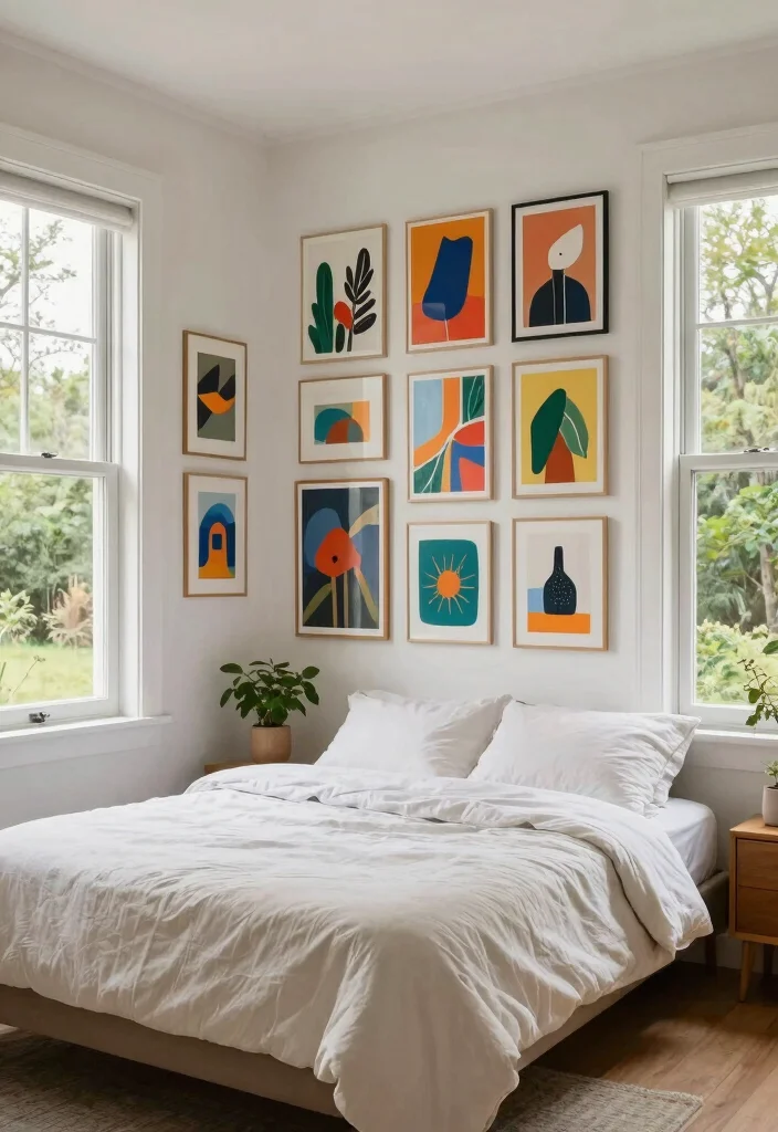 17 Bedroom With Big Windows Ideas for Bright, Airy Layouts - 10. Personal Touches with Art 1