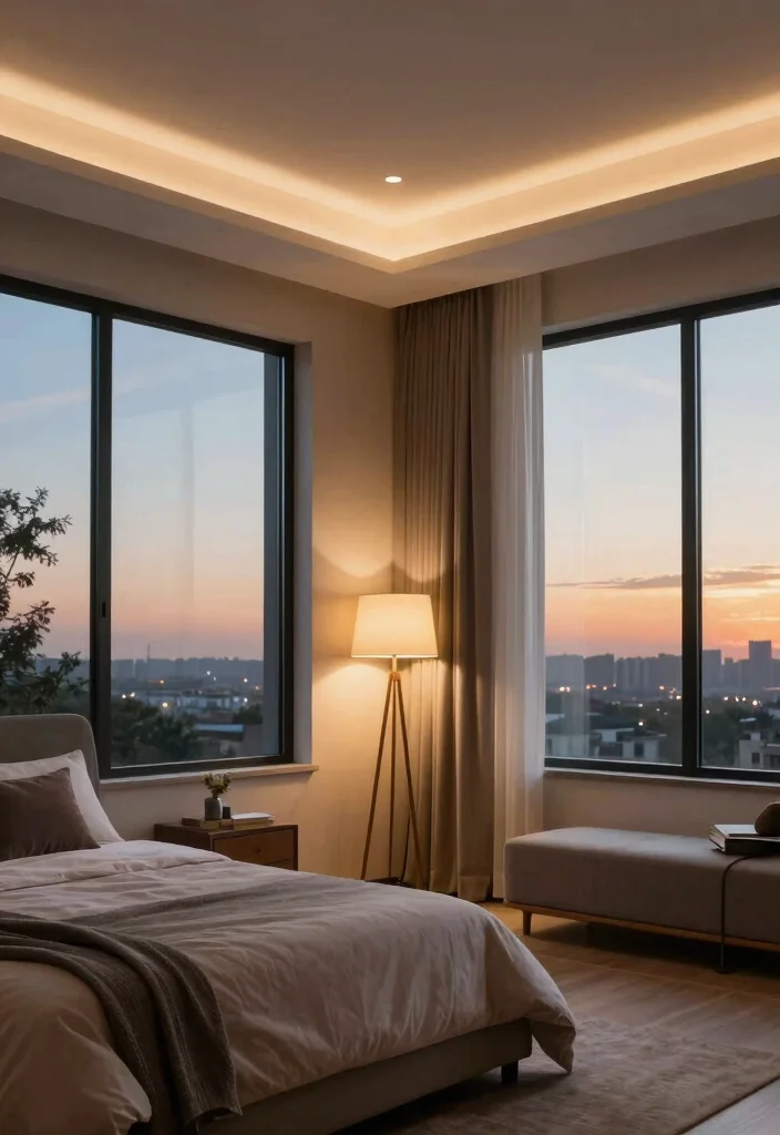 17 Bedroom With Big Windows Ideas for Bright, Airy Layouts - 11. Smart Lighting Solutions 1