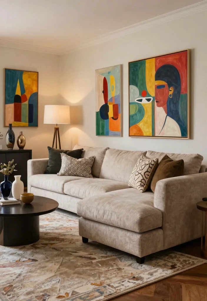 17 Chaise Sofa Living Room Layout Ideas: Relaxed Elegant Flow - 11. Artful Arrangement 1