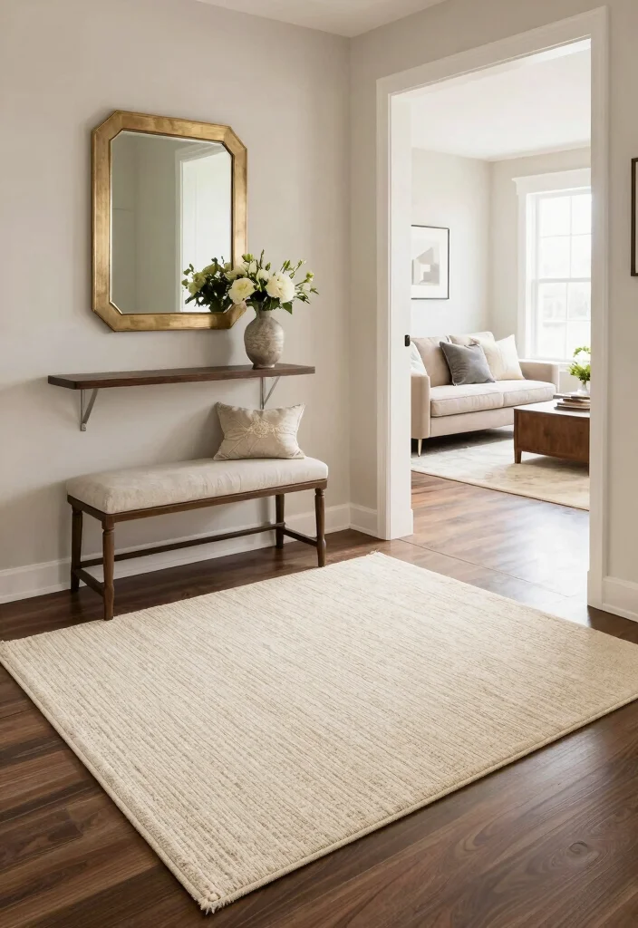 17 Cream Rug Living Room Ideas: Soft Neutral Base - 13. Creating a Warm Welcome with Entryways 1