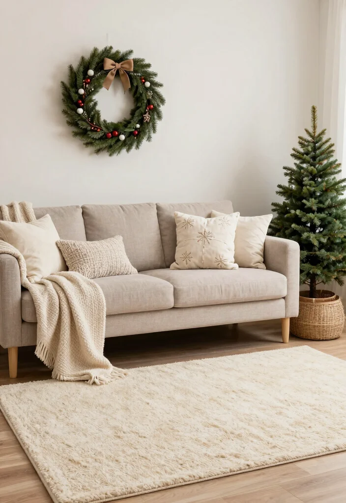 17 Cream Rug Living Room Ideas: Soft Neutral Base - 14. Incorporating Seasonal Decor 1