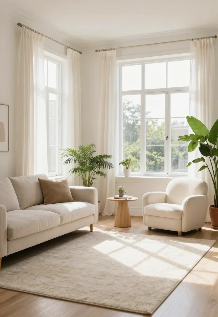 17 Cream Rug Living Room Ideas: Soft Neutral Base - 2. Emphasizing Natural Light 1