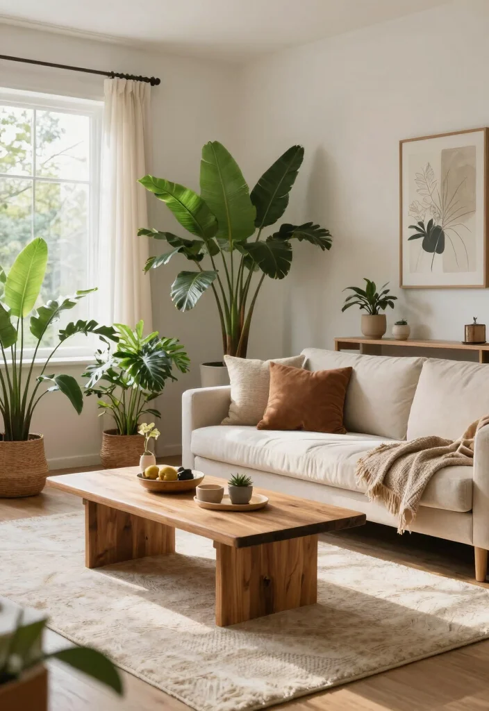 17 Cream Rug Living Room Ideas: Soft Neutral Base - 7. Harmonizing with Nature 1