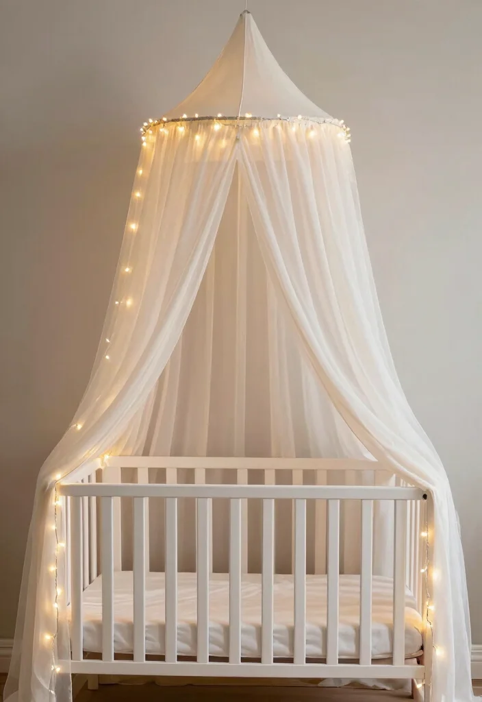 17 Crib in Bedroom Ideas for Shared Rooms: Smart Layouts - 11. The Canopy Crib 1