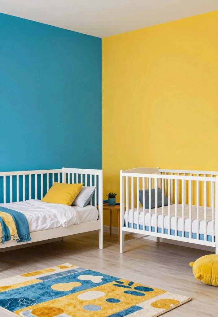 17 Crib in Bedroom Ideas for Shared Rooms: Smart Layouts - 14. The Color Blocked Design 1