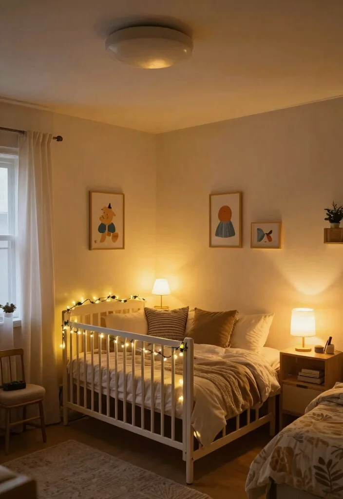 17 Crib in Bedroom Ideas for Shared Rooms: Smart Layouts - 7. Layered Lighting Techniques 1