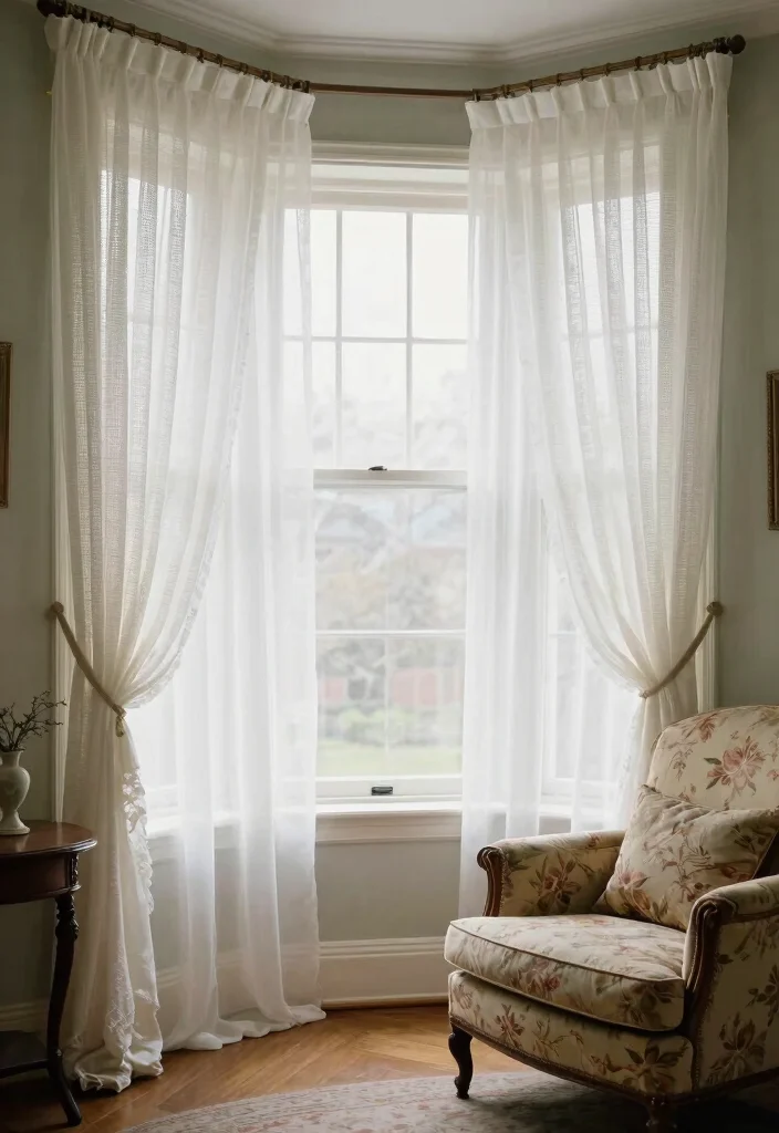 17 Curtains for Bay Window in Living Room Ideas Elegant Fit - 10. Net Curtains for Vintage Charm 1