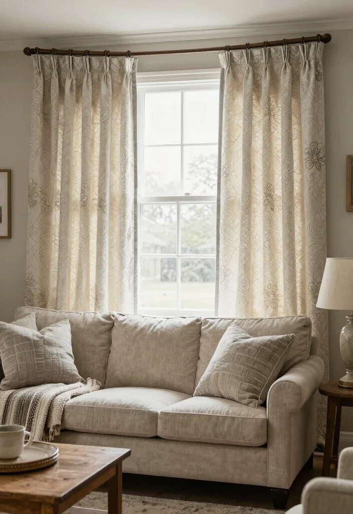 17 Curtains for Bay Window in Living Room Ideas Elegant Fit - 12. Quilted Curtains for Textural Depth 1