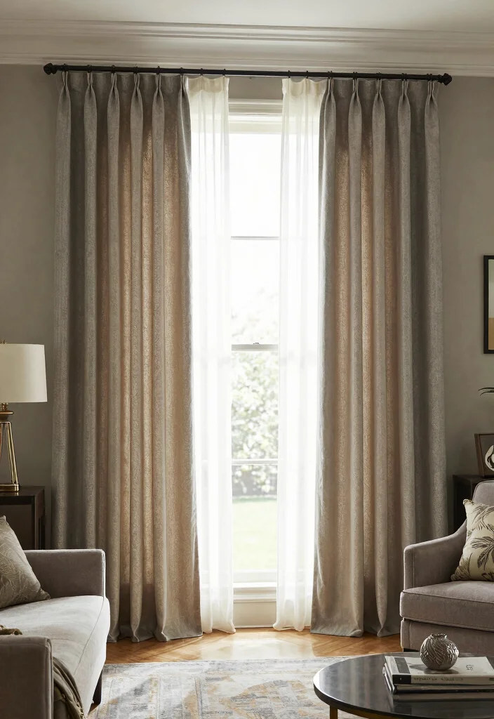 17 Curtains for Bay Window in Living Room Ideas Elegant Fit - 16. Multi-Panel Curtains for Dramatic Flair 1