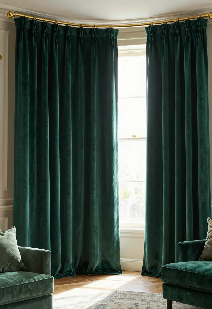 17 Curtains for Bay Window in Living Room Ideas Elegant Fit - 5. Velvet Drapes for Luxurious Elegance 1