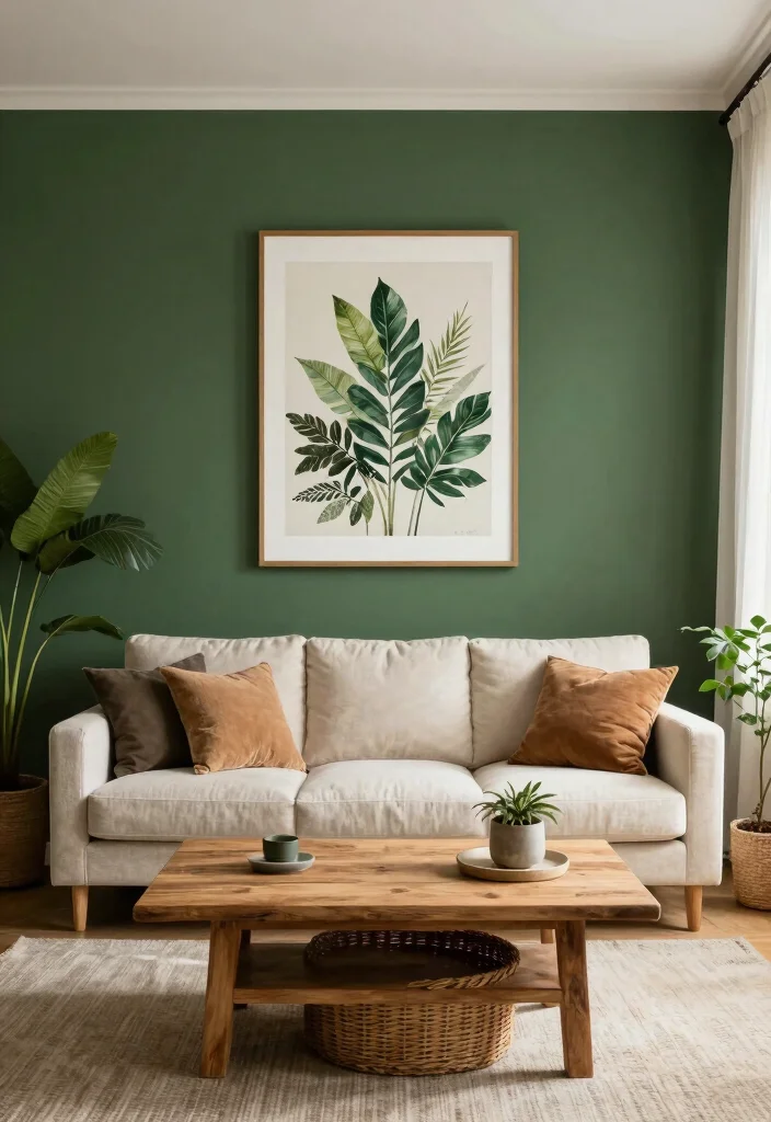 17 Dark Accent Wall Living Room Ideas for a Moody Sophisticated Look - 1. Deep Forest Green for a Touch of Nature 1