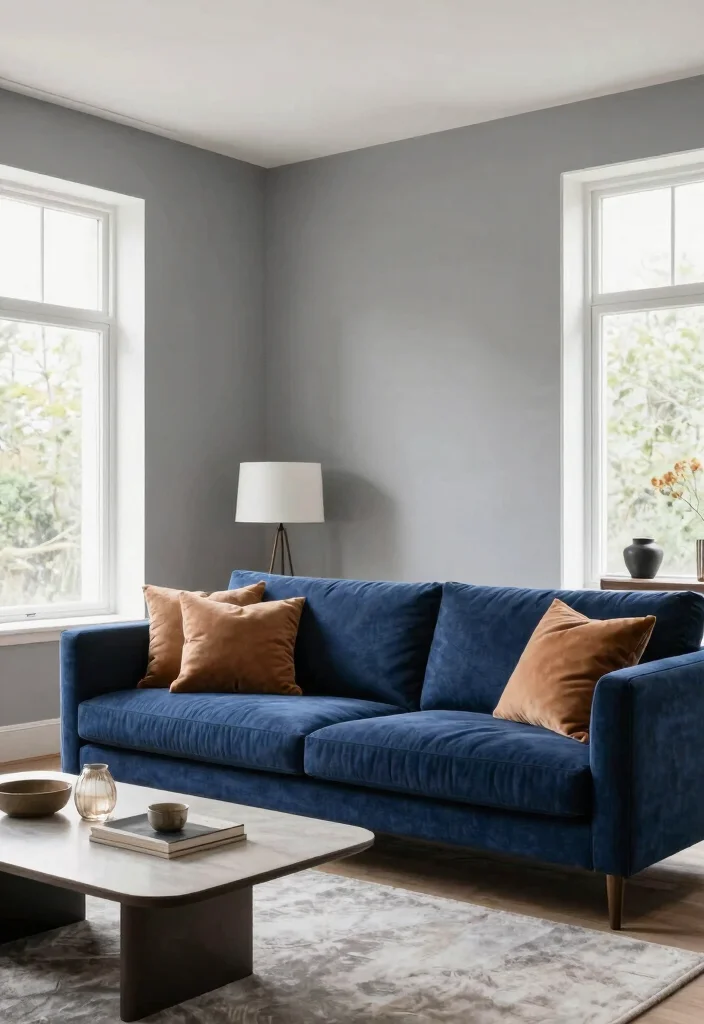 17 Dark Accent Wall Living Room Ideas for a Moody Sophisticated Look - 16. Ash Grey for Modern Elegance 1