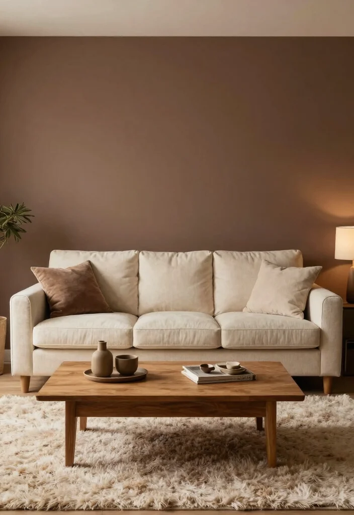 17 Dark Accent Wall Living Room Ideas for a Moody Sophisticated Look - 17. Soft Chocolate Brown for a Cozy Retreat 1