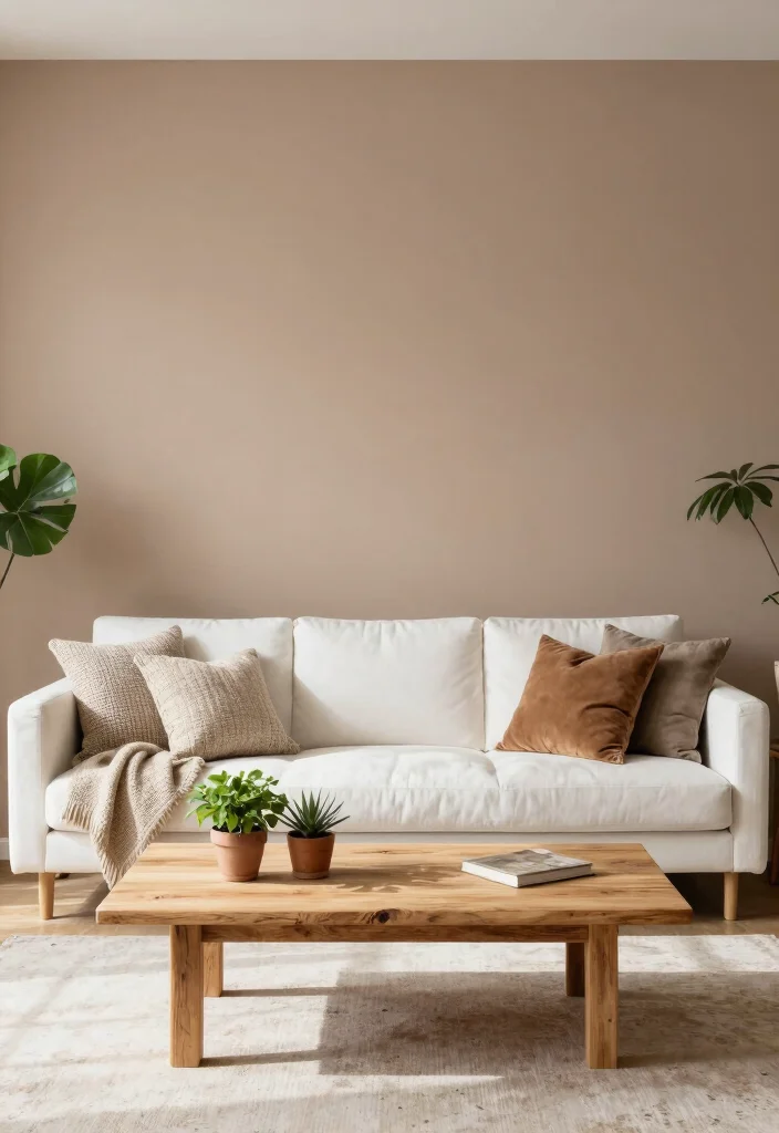 17 Dark Accent Wall Living Room Ideas for a Moody Sophisticated Look - 6. Warm Taupe for a Subtle Cozy Vibe 1