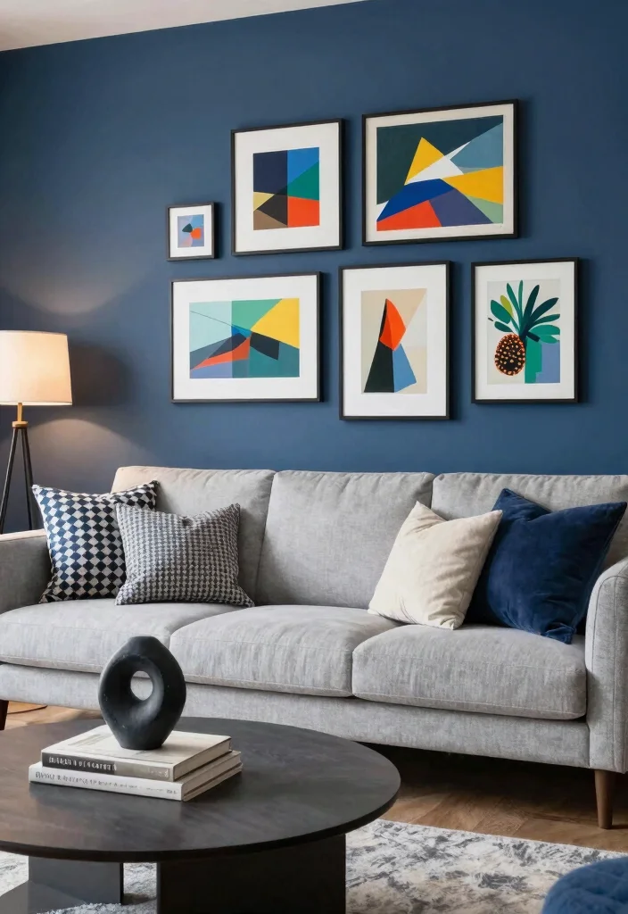 17 Dark Accent Wall Living Room Ideas for a Moody Sophisticated Look - 7. Indigo for a Unique Touch 1
