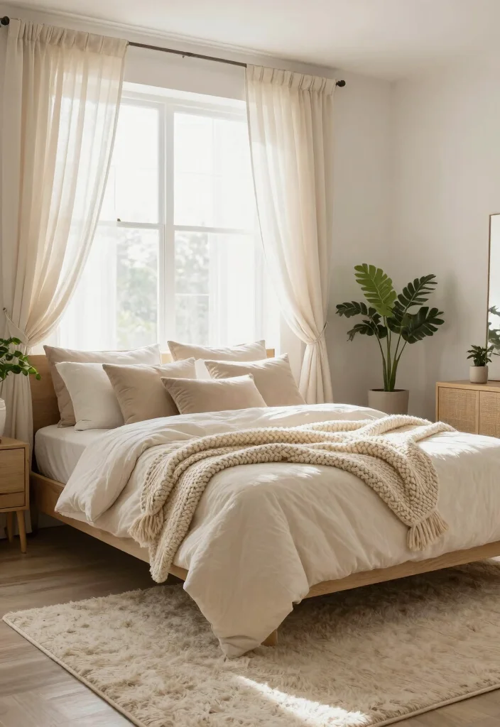 17 Dark Green and Cream Bedroom Ideas for an Elegant Natural Balance - 2. Cream Textiles for Softness 1