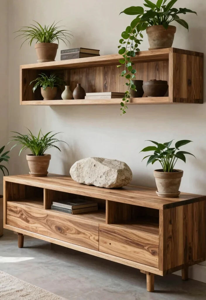 17 Entertainment Center Decor Living Room Ideas Balanced Displays - 2. Integrate Natural Elements 1