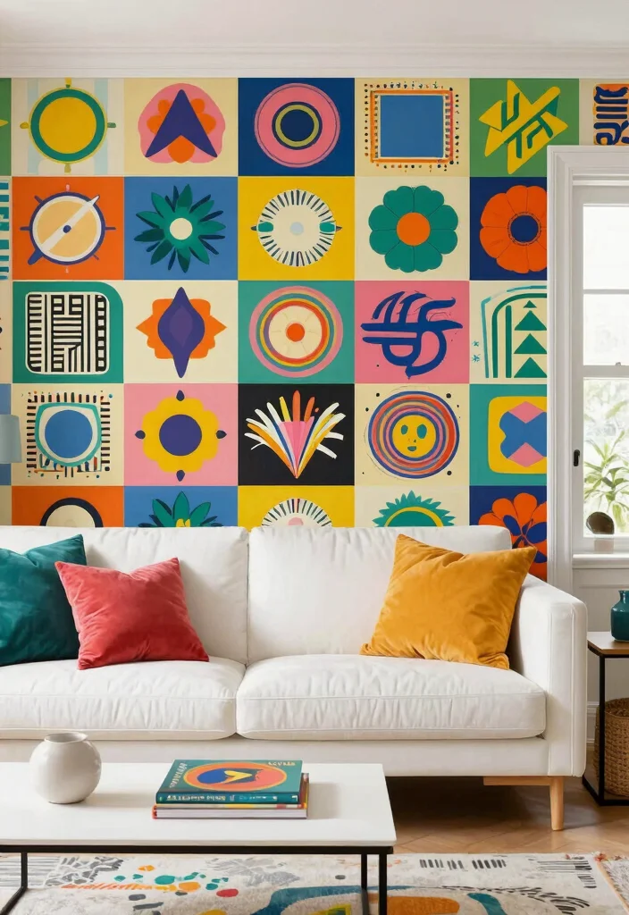 17 Feature Wall Ideas Living Room Wallpaper Statement Designs - 16. Retro Pop Art Wallpaper 1
