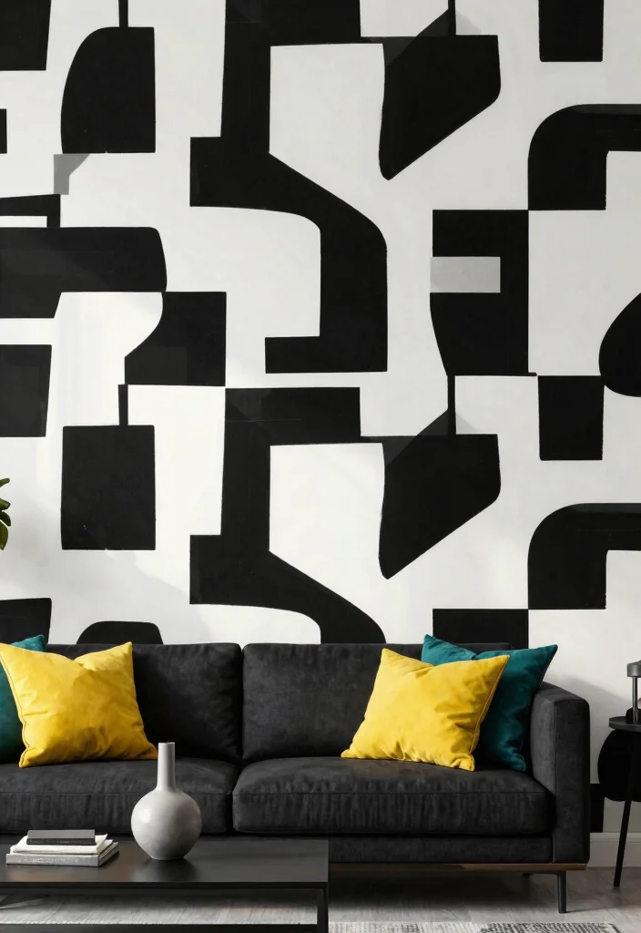 17 Feature Wall Ideas Living Room Wallpaper Statement Designs - 3. Bold Geometric Patterns 1
