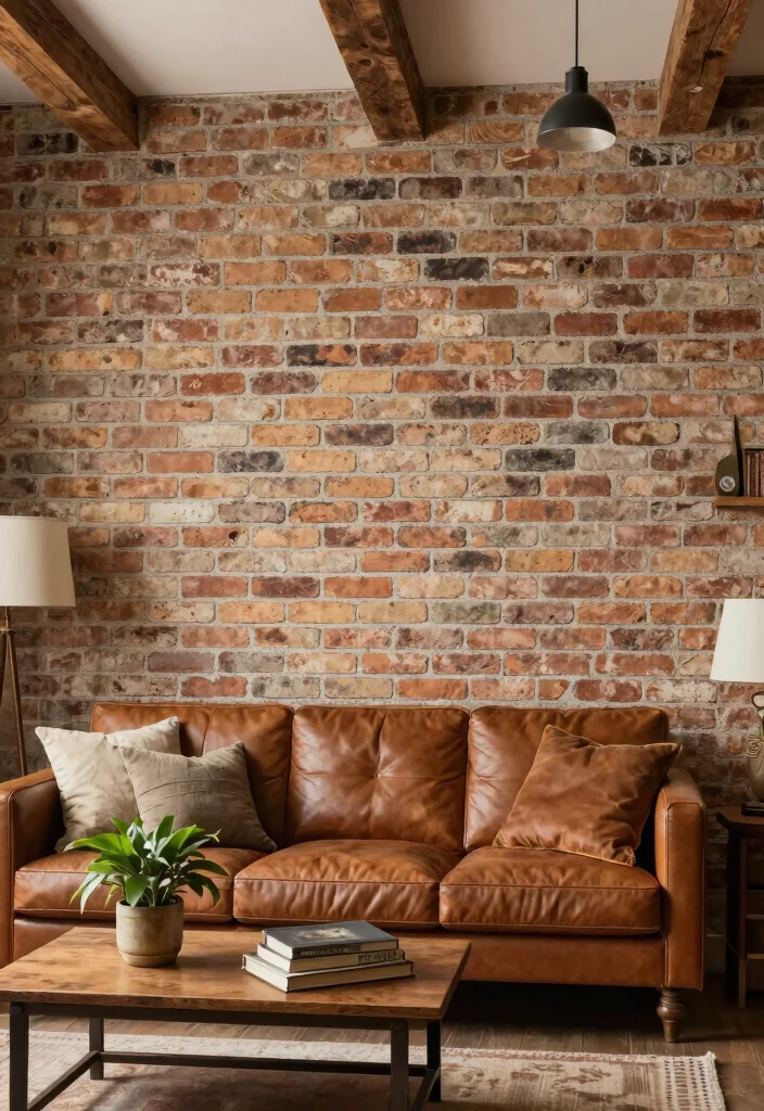 17 Feature Wall Ideas Living Room Wallpaper Statement Designs - 5. Rustic Brick Wallpaper 1