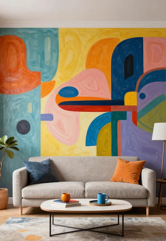 17 Feature Wall Ideas Living Room Wallpaper Statement Designs - 7. Artistic Murals 1