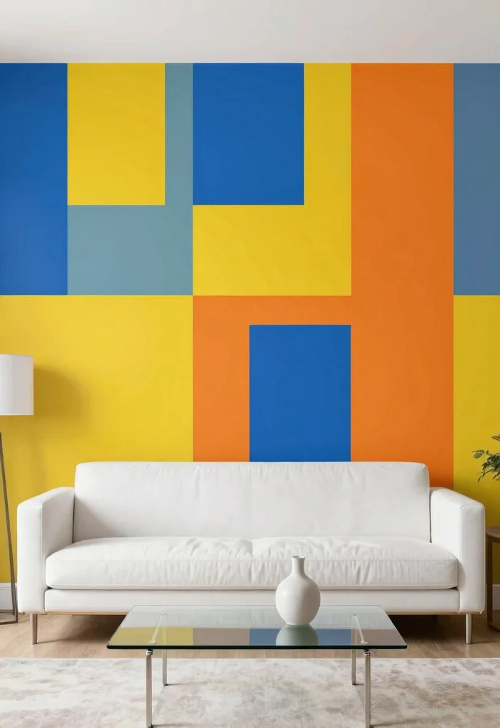 17 Feature Wall Ideas Living Room Wallpaper Statement Designs - 9. Bold Color Blocks 1