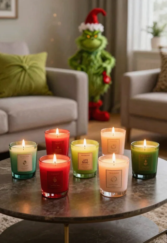 17 Grinch Living Room Decor Ideas for a Fun Festive Theme - 13. Grinchy Scent Accents 1
