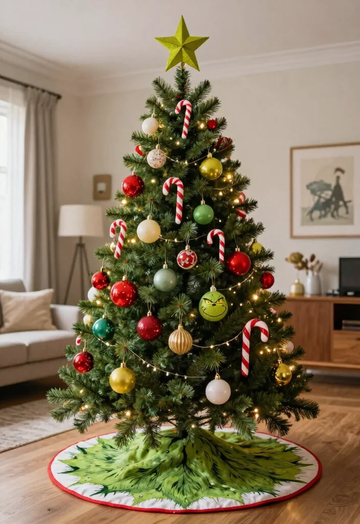 17 Grinch Living Room Decor Ideas for a Fun Festive Theme - 2. Whimsical Grinch Tree 1