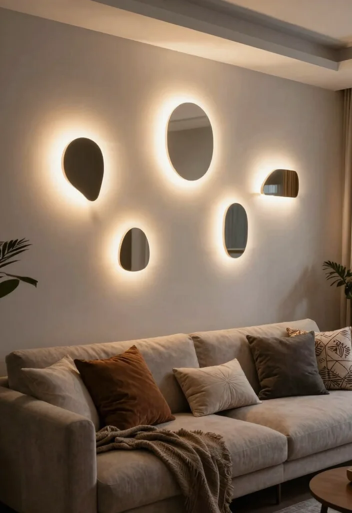 17 Living Room Wall Sconces Ideas for Elegant Layered Light - 10. Decorative Wall Lights with Unique Shapes 1