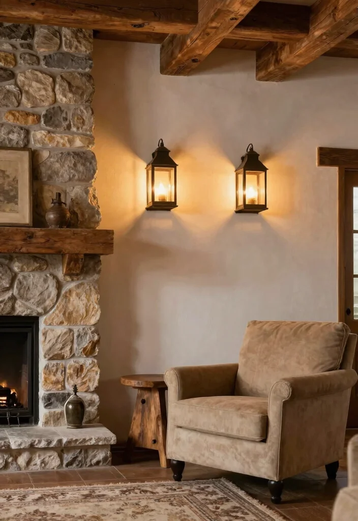 17 Living Room Wall Sconces Ideas for Elegant Layered Light - 2. Rustic Lantern Style Sconces 1