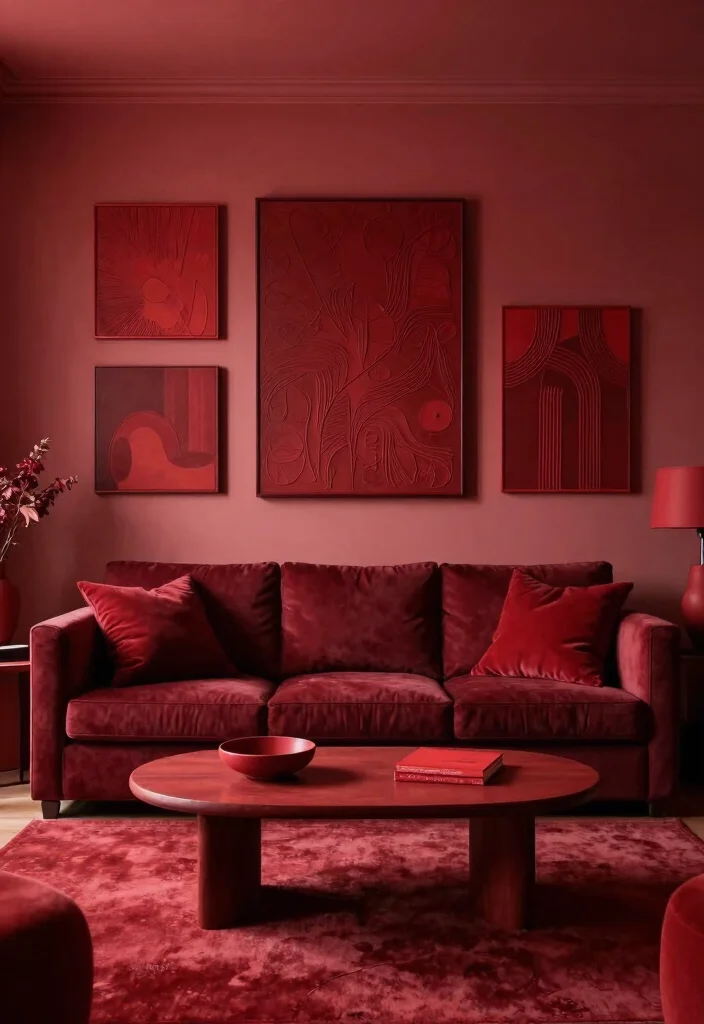 17 Maroon Sofa Living Room Ideas Rich Cozy Accent - 8. Monochrome Magic 1