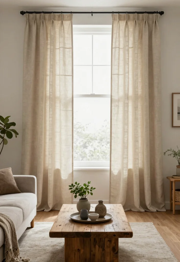 17 Roman Curtains Living Room Ideas Classic Clean Style - 11. Eco-Friendly Fabric Choices 1