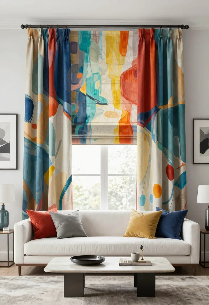 17 Roman Curtains Living Room Ideas Classic Clean Style - 16. Artistic Inspirations 1