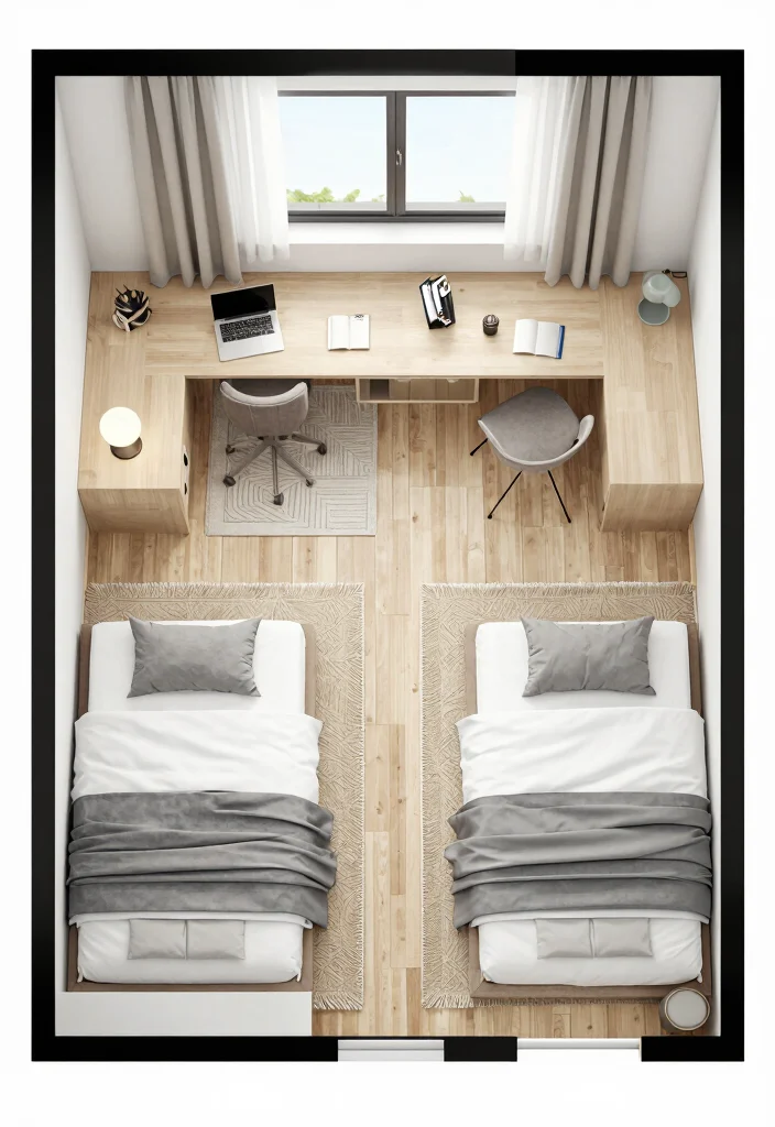 17 Shared Bedroom Ideas for Adults: Stylish Functional Living - 14. Floor Plans for Efficient Layout 1