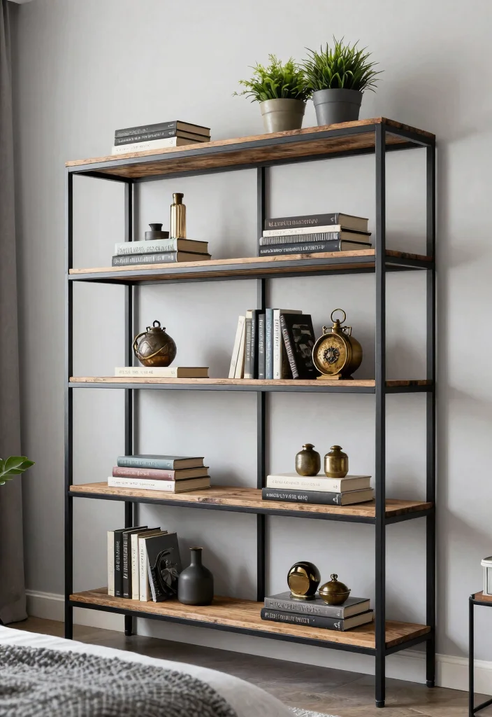 17 Shelves in Bedroom Wall Shelves Ideas Practical Style - 13. Industrial Style Shelves 1