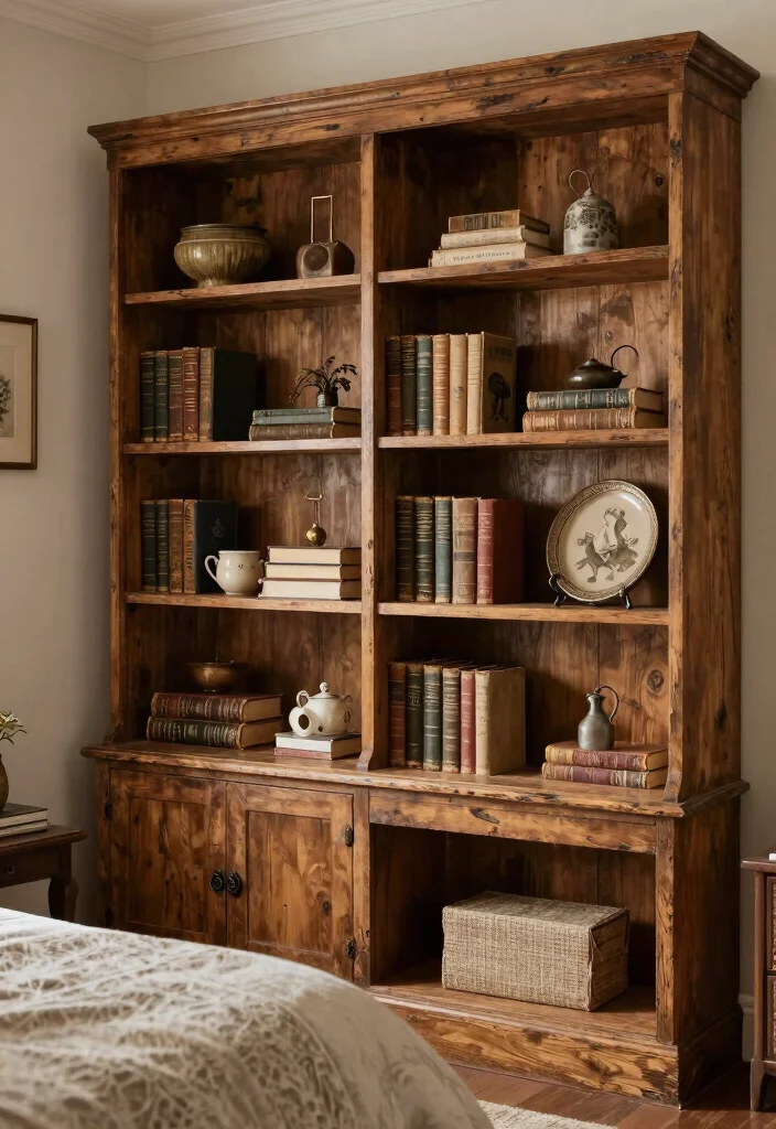 17 Shelves in Bedroom Wall Shelves Ideas Practical Style - 16. Vintage Shelf Displays 1